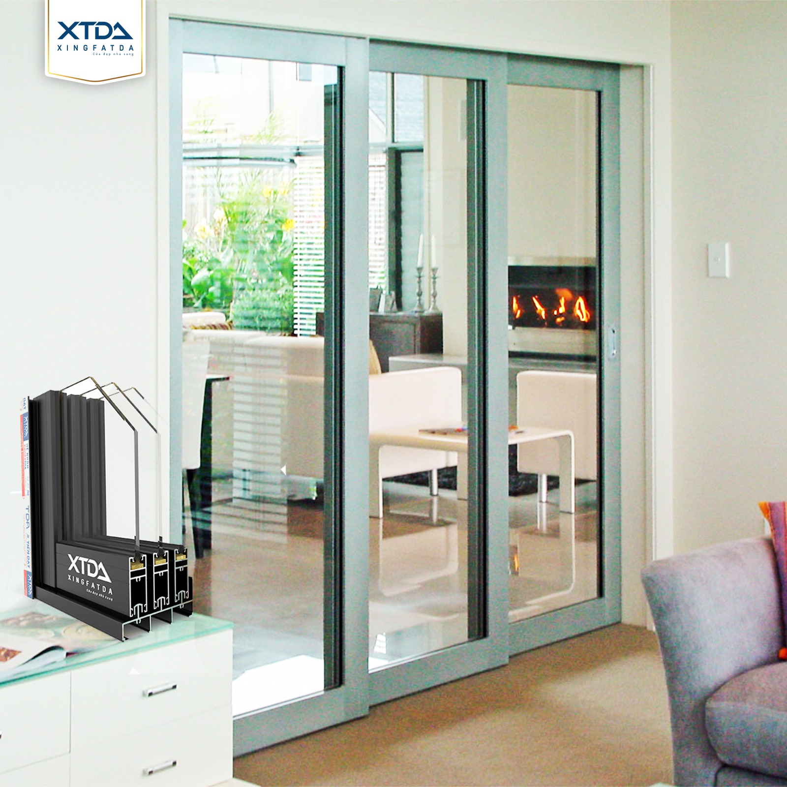 CỬA TRƯỢT 3 RAY XTDA - MÃN NHÃN VỚI THIẾT KẾ HIỆN ĐẠI SANG TRỌNG
